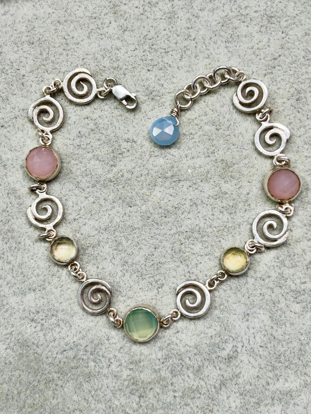 Faceted Multi-Colored Chalcedony Bracelet 925 Silver
